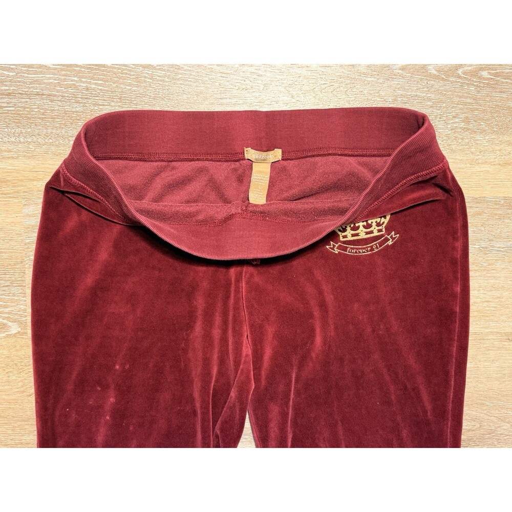 Y2K Juicy Velvet Red Women’s Low Rise Flare Bottom Juicy Pants Forever 21 Size L - Picture 4 of 6